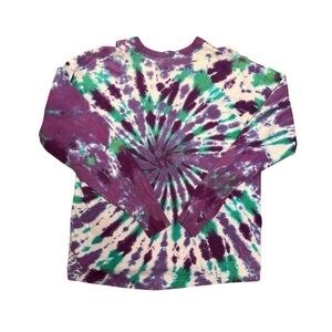 Tie-Dye Long Sleeve Shirt - Purple and Green